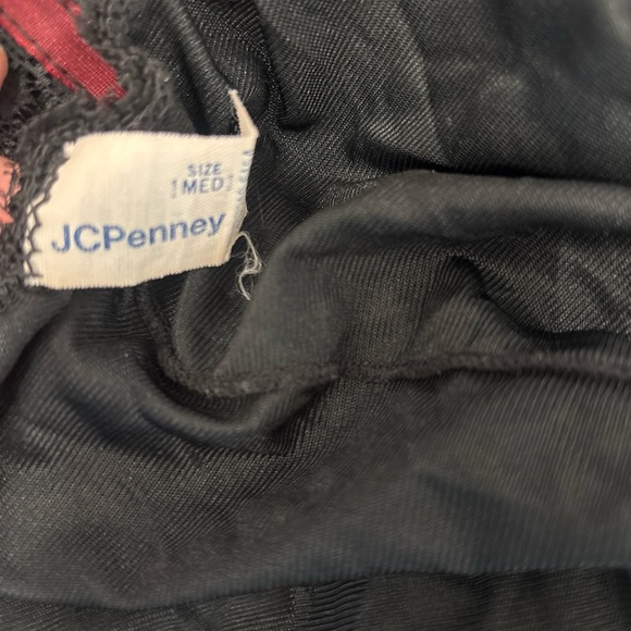 JCPenney Elegant Black Lace Chemise with Red Trim - Picture 4 of 4